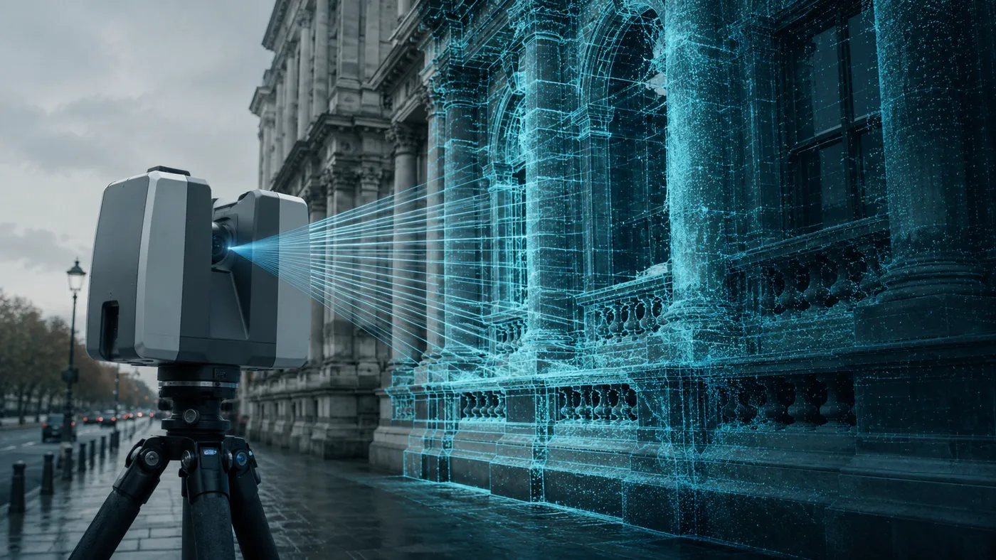 Scanare 3D fațade și clădiri: relevee, secțiuni și modele 3D
