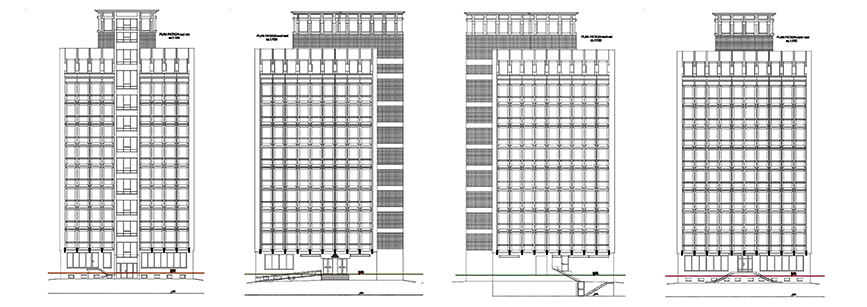Plan de fațadă vectorizat din scanare 3D
