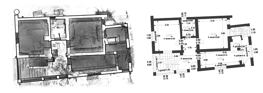 Releveu — plan de parter vectorizat din scanare 3D