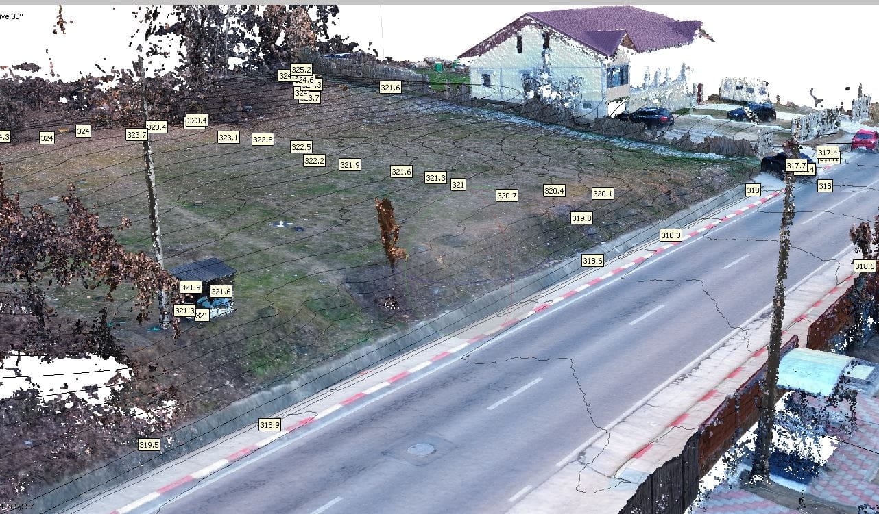 Model 3D, ortofotoplan, ridicare topografică și curbe de nivel — imagine 1