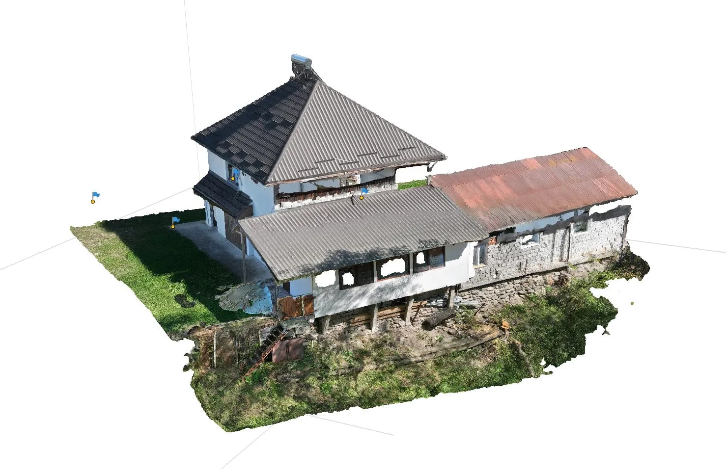 Relevee și planuri fațade din scanare 3D și fotogrametrie — locuință din Câmpulung