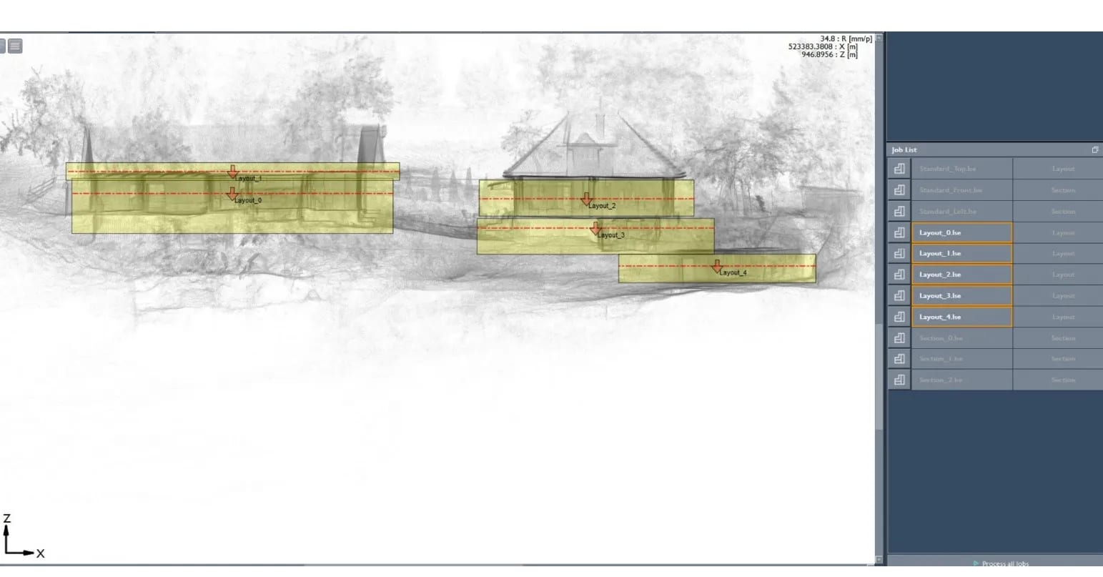 Ridicare topografică 3D cu poziționarea copacilor, scanare 3D clădiri și ortofotoplan — zonă montană — imagine 6