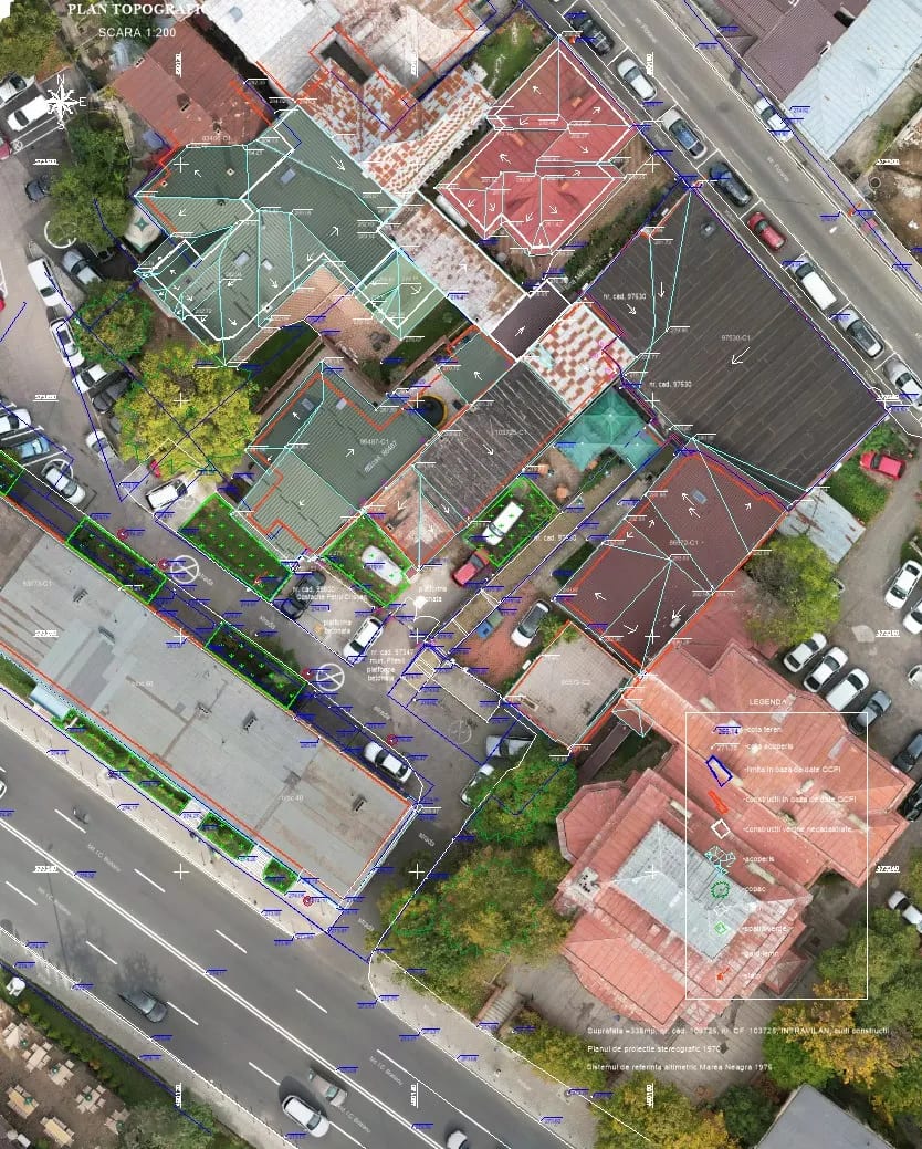 Ridicare topografică 3D și ortofotoplan cu drona — zonă rezidențială — imagine 1