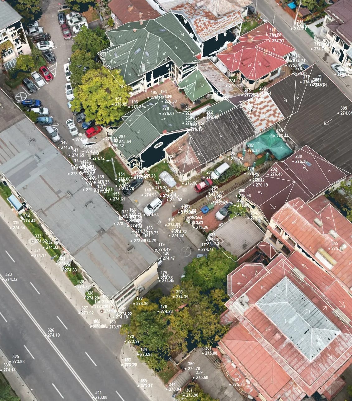 Ridicare topografică 3D și ortofotoplan cu drona — zonă rezidențială — imagine 3